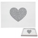 Crushed Crystal Diamante Heart Mirrored Glass Placemats Set of 2