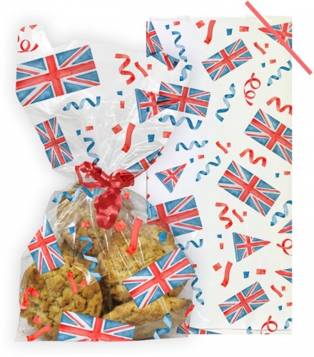 Union Jack Celebration 20 x Treat Party Favour Sweet Cellophane Bags