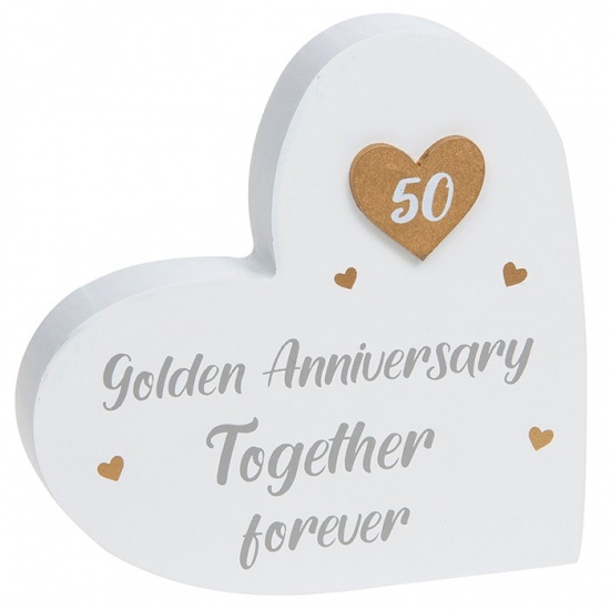 50th Golden Anniversary - Together Forever Heart Block Plaque Ornament