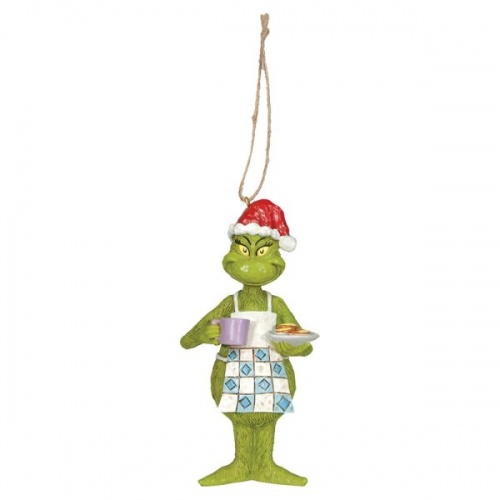 Jim Shore The Grinch in Apron with Cookies and Cocoa Hanging Ornament