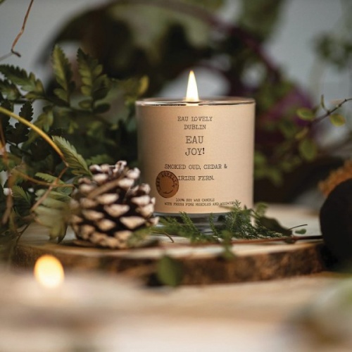 Eau Joy Christmas Candle by Eau Lovely Soy Wax Candle with Fresh Pine Needles