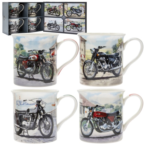 Classic Motorbikes Mugs Set of 4 Ceramic Coffee Tea Mugs