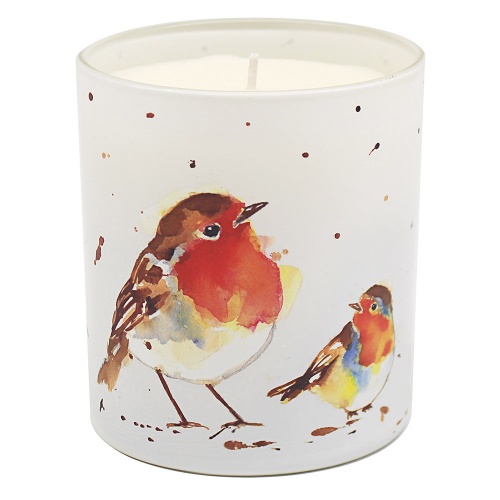 Winter Robin Scented Candle Vanilla & Cinnamon Ceramic Candle Jar Gift Boxed