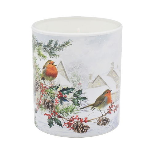 Christmas Robin Scented Festive Candle Vanilla & Cinnamon Ceramic Candle Jar Gift Boxed