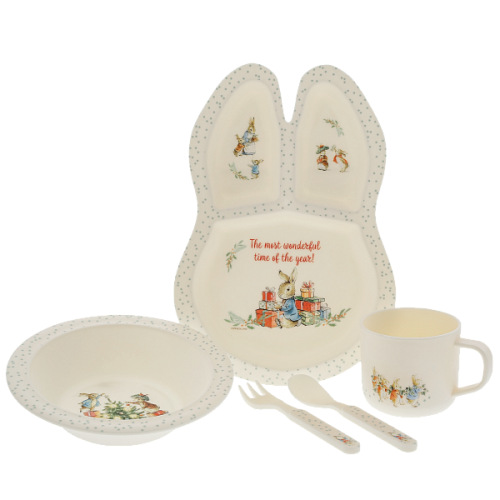 Peter Rabbit Christmas Dinner Set Mug Plate Bowl & Cutlery