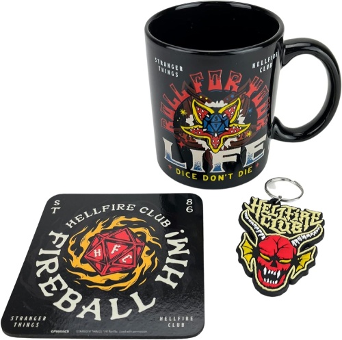 Stranger Things Hellfire Mug Coaster and Keyring Gift Set