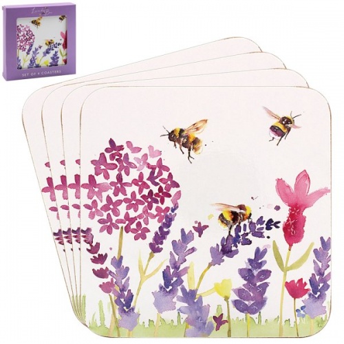 Lavender and Bees Set Of 4 Coasters