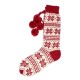 Cosy Toes Red & White Knit Ladies Jacquard Boot Slipper Socks Size UK 4-7