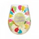 Lolita Stemless Hand Painted Birthday Balloons Glass - Gift Boxed