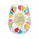 Lolita Stemless Hand Painted Birthday Balloons Glass - Gift Boxed