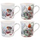 Christmas Robin Set of 4 Fine China Mugs Gift Boxed - Festive Robin