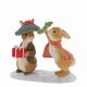 Beatrix Potter Flopsy and Benjamin Bunny Under the Mistletoe Figurine