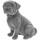 Grey Velvet Sitting Pug Dog Ornament