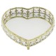 Gold Heart Shape Mirror Diamante Jewel Tray Plate Jewelled Candle Plate Tray
