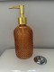 Amber Soap Dispenser Glass Ribbed Lotion Liquid Pump Sink Bathroom Kitchen 400ml