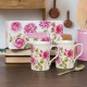 Rose Garden Pink Floral Set Of 2 Fine China Mugs