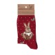 Wrendale Little Pudding Bunny Red Bamboo Womens Christmas Socks with Gift Bag