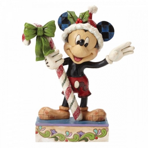 Disney Traditions Mickey Mouse Candy Cane Christmas Ornament Figurine