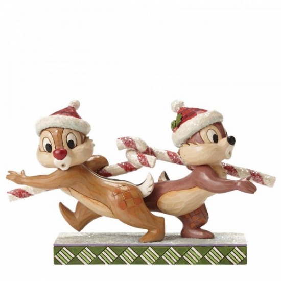Disney Traditions Candy Cane Caper Chip 'n Dale Figurine