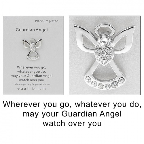 Guardian Angel Wherever you go Pin Brooch Equilibrium Platinum Plated