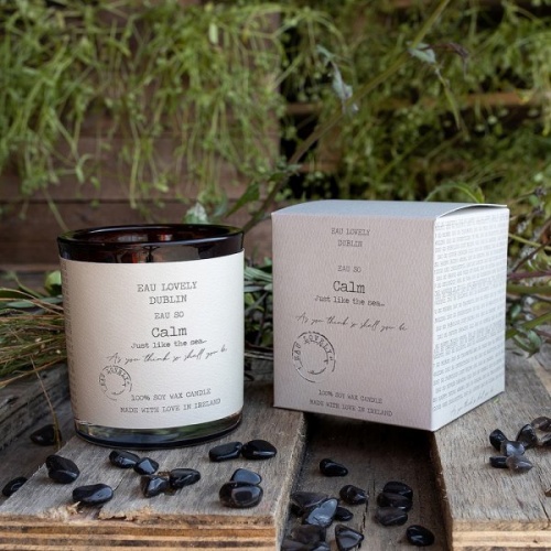 Eau So Calm Candle by Eau Lovely Soy Wax Candle with Hematite Gemstones