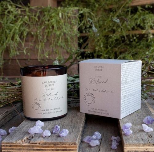 Eau So Relaxed Candle by Eau Lovely Soy Wax Candle With Amethyst Gemstones