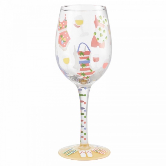 Lolita Hand Painted Cabana Cutie Wine Glass Gift Boxed