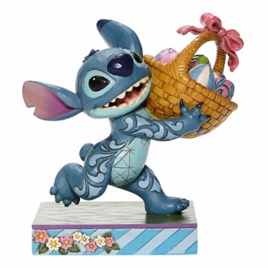 Disney Traditions Stitch Bizarre Bunny Running off With Easter Basket Figurine