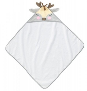 Izzy and Oliver Cotton Reindeer Hooded Baby Towel - New Baby Gift