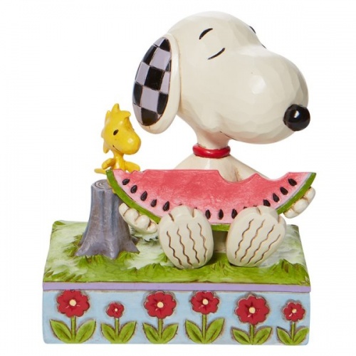 Jim Shore Peanuts Snoopy and Woodstock eating Watermelon Figurine