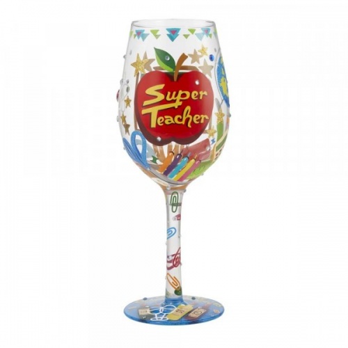 Lolita Super Teacher Hand Painted Wine Glass Gift Boxed
