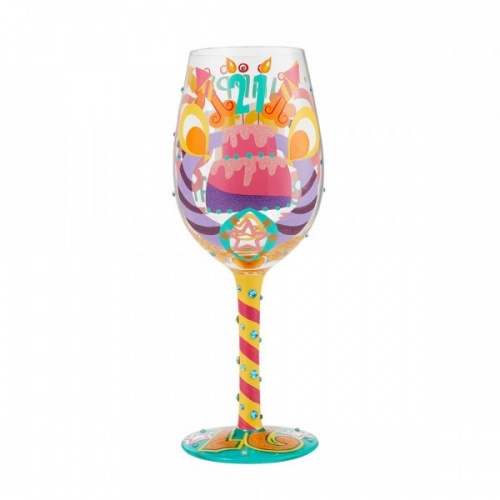 Lolita Happy 21st Birthday Wine Glass - Gift Boxed