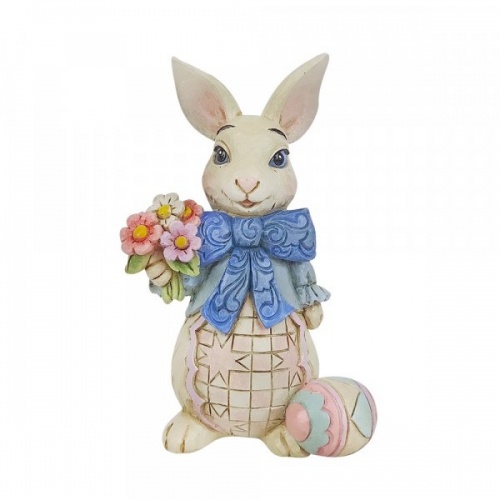 Jim Shore Heartwood Creek Bunny with Bow and Flowers Mini Figurine