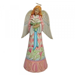 Jim Shore Heartwood Creek Angel with Easter Lilies and Doves Figurine