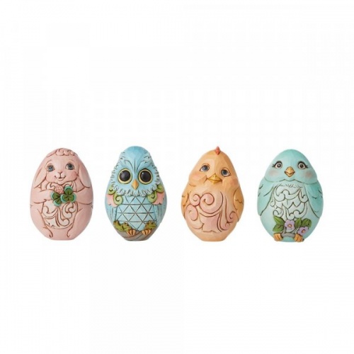 Jim Shore Heartwood Creek Mini Easter Eggs with Animals Figurine Set of 4