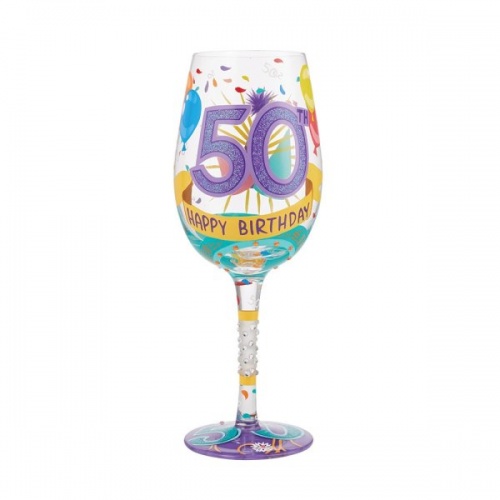 Lolita Happy 50th Birthday Wine Glass - Gift Boxed