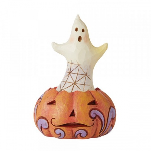 Jim Shore Heartwood Creek Halloween Ghost Pumpkin Mini Figurine