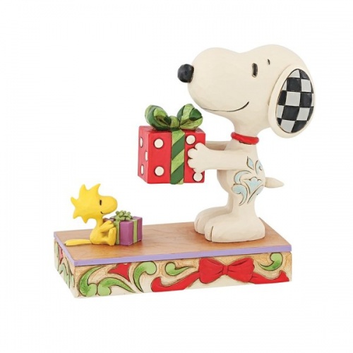 Peanuts Snoopy and Woodstock Giving Gifts Christmas Figurine