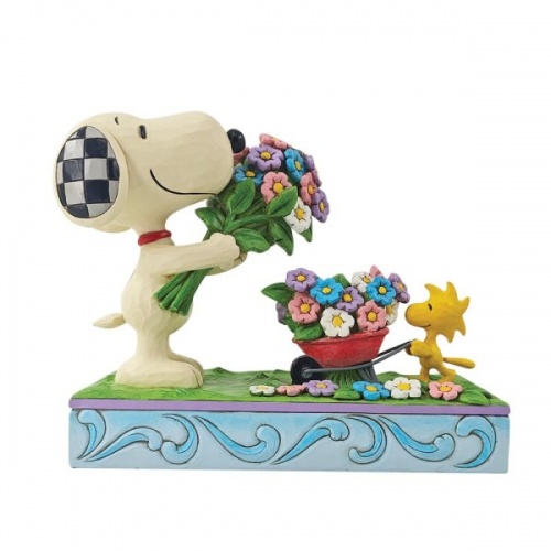 Jim Shore Peanuts Snoopy and Woodstock Picking Flowers Figurine