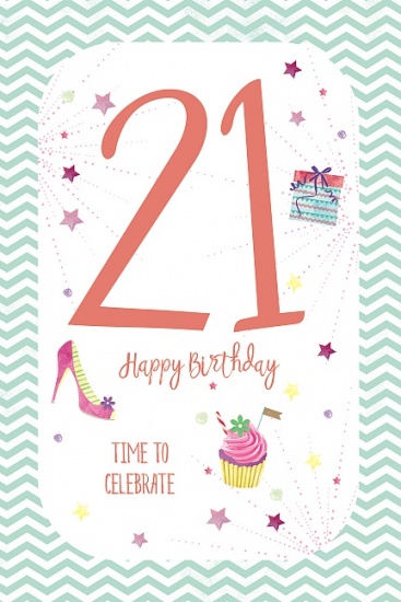 21st Birthday Card for Female, Happy Birthday Time to Celebrate