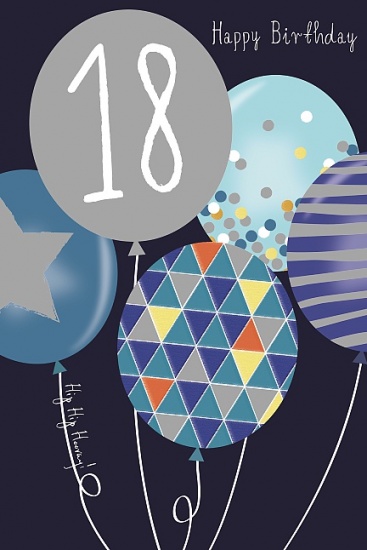 18th Birthday Card Balloons - Greetings Card