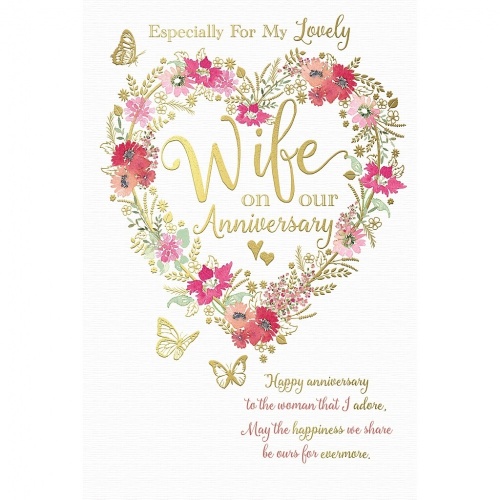 Lovely Wife Anniversary Greeting Card - Wedding Anniversary