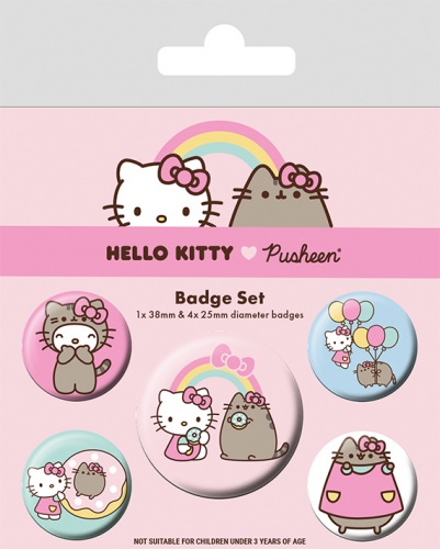 Hello Kitty x Pusheen Button Badge Set