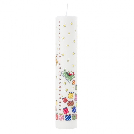 Alison Gardiner - Santa's Sleigh Pillar Advent Candle (non-fragranced)
