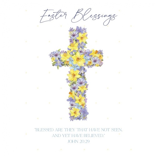 Easter Blessings Daffodil Cross Greetings Card