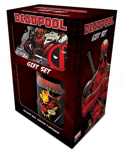 Deadpool Merc Goals Mug Coaster and Keyring Gift Set