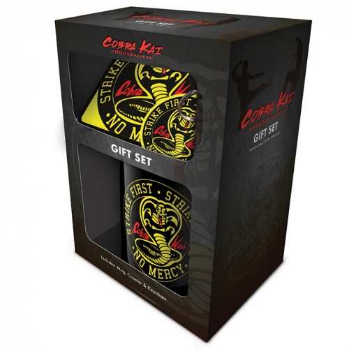 Cobra Kai Official Black Emblem Logo Mug Coaster and Keyring Gift Set