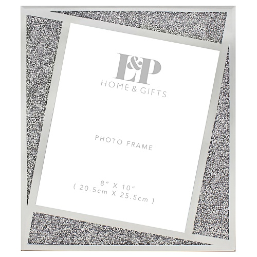 Photo Frame Multi Crystal Mirror Silver 8'' x 10'' Picture Frame