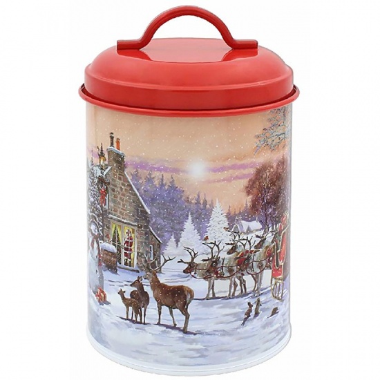 Magic of Christmas Medium Enamel Metal Canister Storage Tn