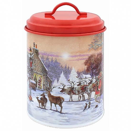 Magic of Christmas Large Enamel Metal Canister Storage Tin